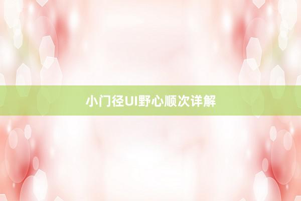 小门径UI野心顺次详解